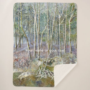Couverture Sherpa forêt d'hiver peinture aquarelle