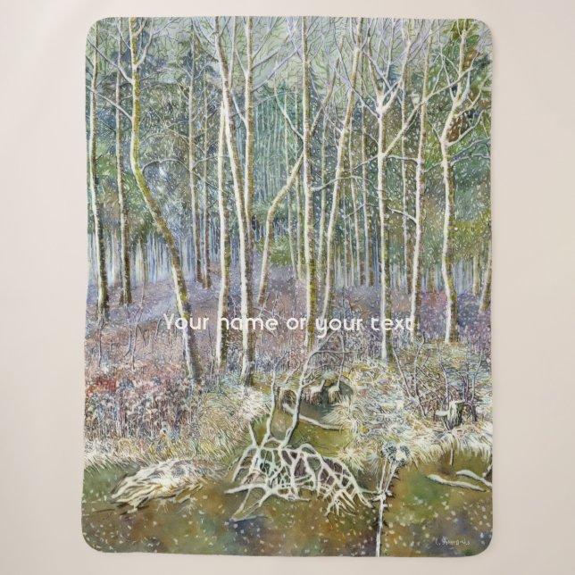 Couverture Sherpa forêt d'hiver peinture aquarelle (Devant)