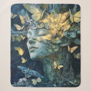 Couverture Sherpa Forêt enchantée de papillons Déesse (4)