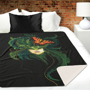Couverture Sherpa Forêt Envoûtante Dryade Femme Papillon Fantaisie