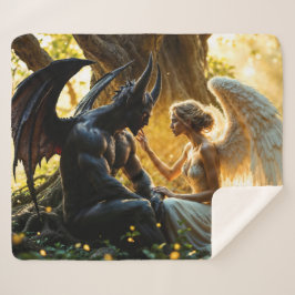 Couverture Sherpa Forêt mystique de l'ange blanc noir