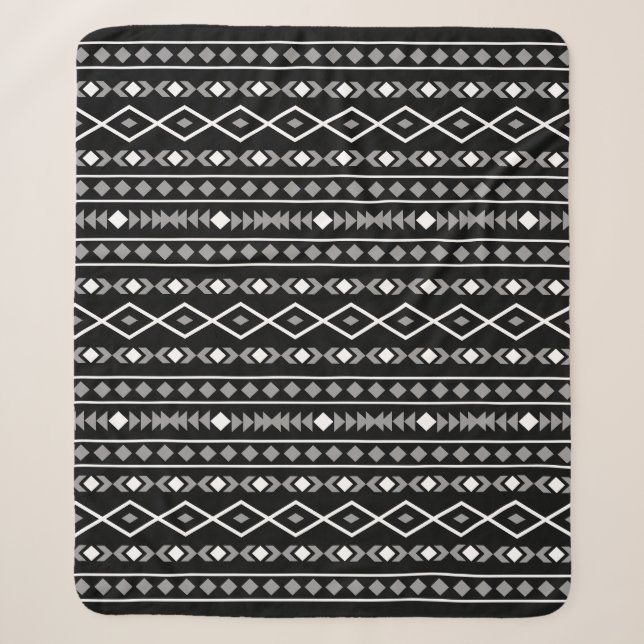 Couverture Sherpa Formes Aztec Motif gris noir (Devant)