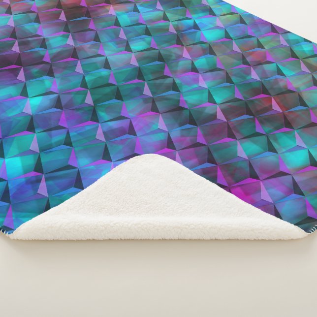 Couverture Sherpa Formes géométriques 3D, tachées rose à bleu lilas (3/4)