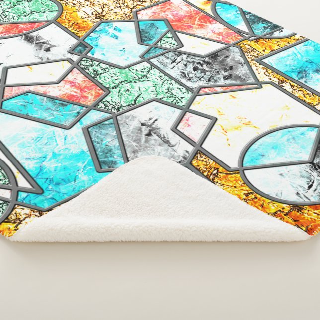 Couverture Sherpa Formes géométriques avec étranges textures blanche (3/4)