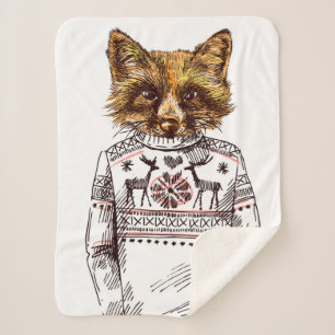 Couverture Sherpa Fox habillé rusé