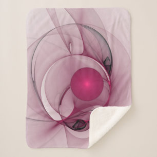 Couverture Sherpa Fractal Balançant, Art Abstrait Moderne Rose de Ba