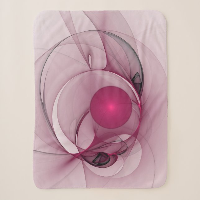 Couverture Sherpa Fractal, moderne Berry Abstrait Art rose (Devant)