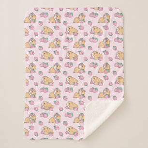 Couverture Sherpa Fraise et cochon de Guinée en rose