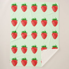 Couverture Sherpa Fraises sur Green Sherpa Blanket