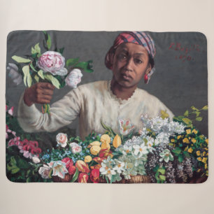 Couverture Sherpa Frédéric Bazille - Jeune femme aux pivoines