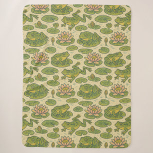 Couverture Sherpa Frog Lili pads Art Nénuphar