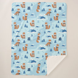 Couverture Sherpa Frosty Winter Foxes