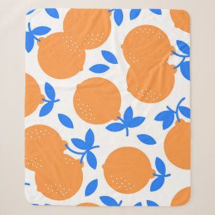 Couverture Sherpa Fruit orange : Motif exquis bleu-bracelet.