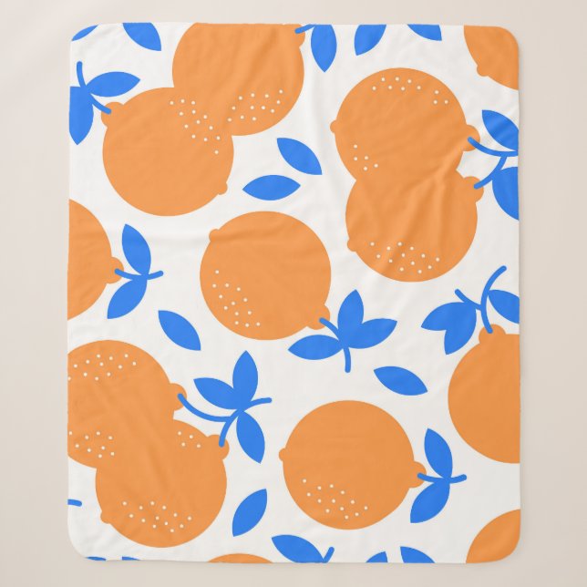 Couverture Sherpa Fruit orange : Motif exquis bleu-bracelet. (Devant)
