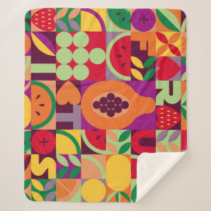 Couverture Sherpa Fruit Rétro Géométrique : Vintage sans fil