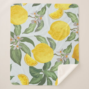 Couverture Sherpa Fruit tropical citron Motif Vintage