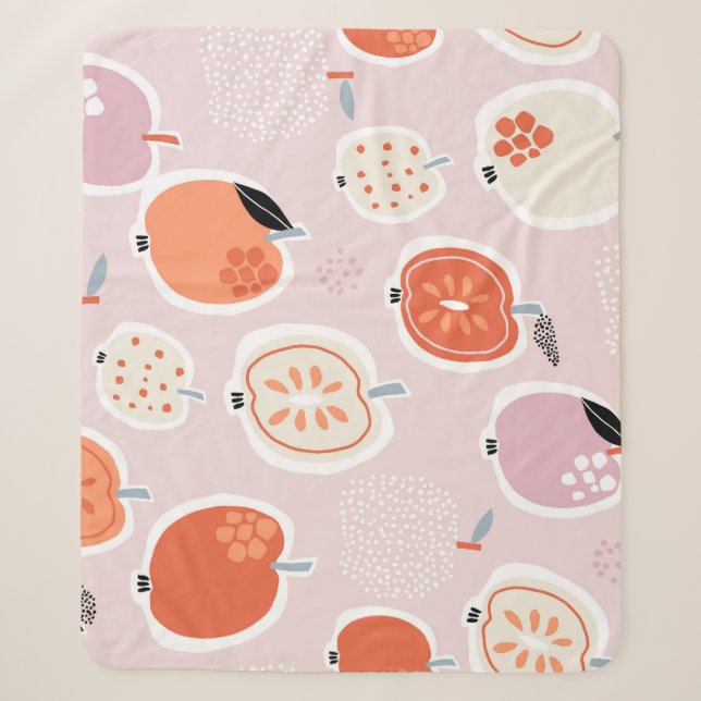 Couverture Sherpa Fruits de pomme, abstrait, motif d'été (Devant)
