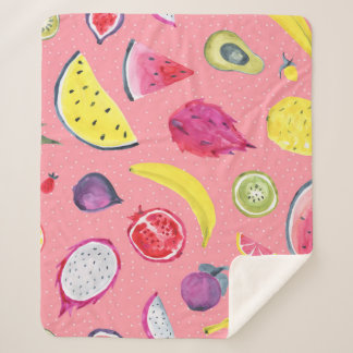 Couverture Sherpa Fruits exotiques : Motif Tropical À Main