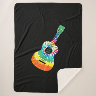 Couverture Sherpa Fun Hippie Rainbow Tie Dye Acoustic Guitar Premium