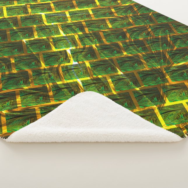 Couverture Sherpa Fundo com imagem verde sob grade dourada ? (3/4)