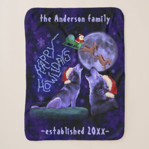 Couverture Sherpa Funny Christmas Wolf Pun Happy Howlidays   Personn
