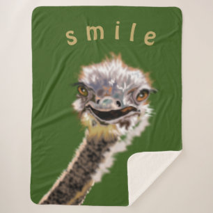 Couverture Sherpa Funny Sherpa Blanket Happy Ostrich Smile