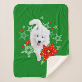 Couverture Sherpa Furry Christmas Dog Samoyed personalized