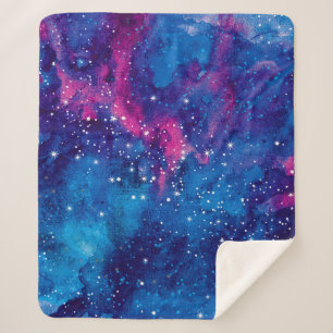 Couverture Sherpa Galaxie spatiale aquarelle ciel nocturne avec étoi