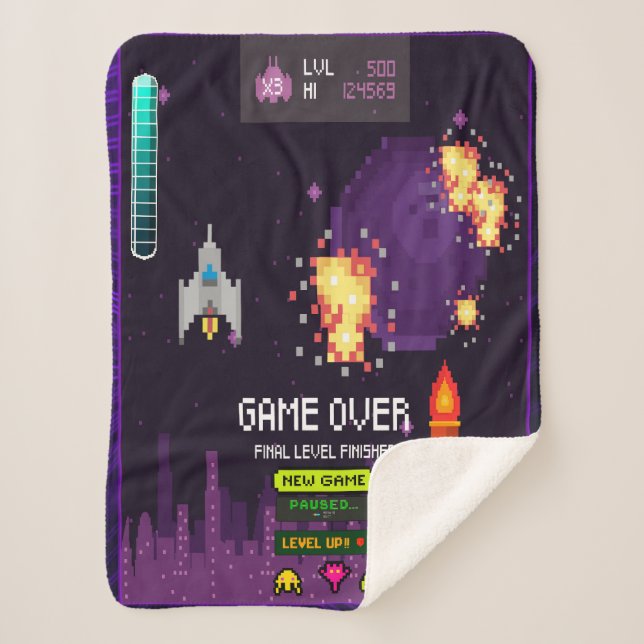 Couverture Sherpa Game over purple blanket (Devant)
