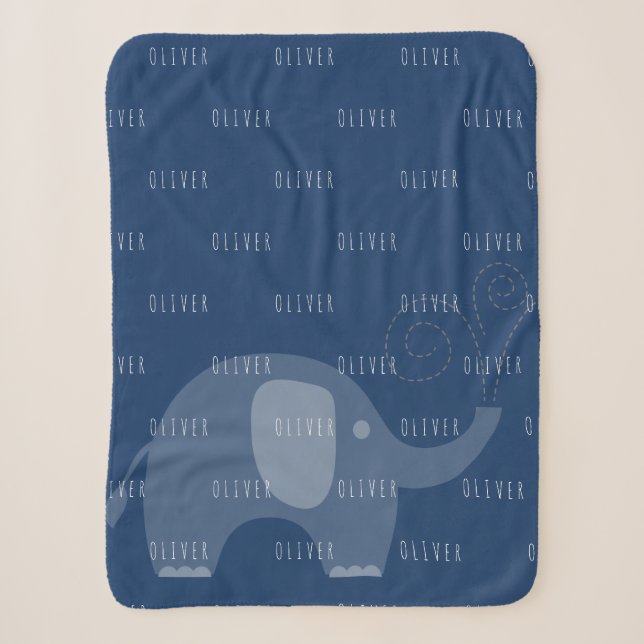 Couverture Sherpa Garçon nommé personnalisé par éléphant moderne de (Devant)