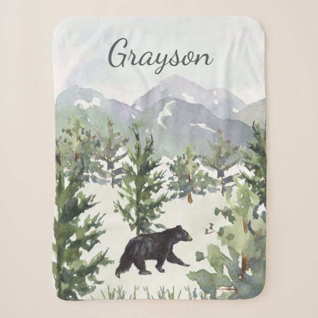Couverture Sherpa Garçon personnalisé de l'ours de la forêt de monta (Devant)