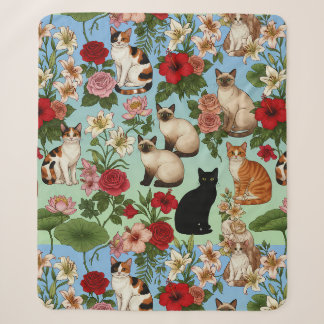 Couverture Sherpa Garden Companions – Floral Cats in Bloom