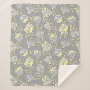 Couverture Sherpa Gemmes géométriques modernes Motif gris et jaune