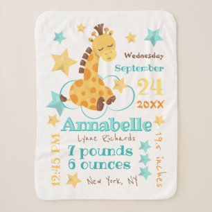 Couverture Sherpa Genre Neutre Mignonne Giraffe Stars Bébé statistiq
