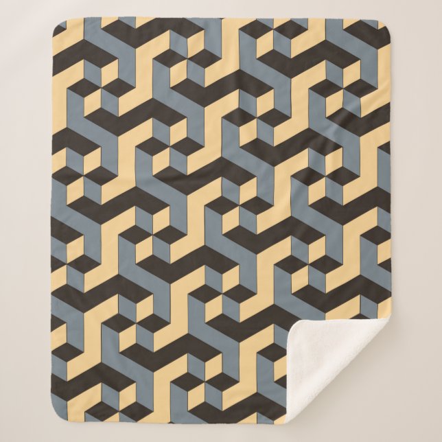 Couverture Sherpa geometric seamless tile with complex rotating cubi (Devant)