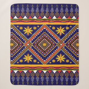 Couverture Sherpa Géométrique ethnique oriental ikat motif tradition