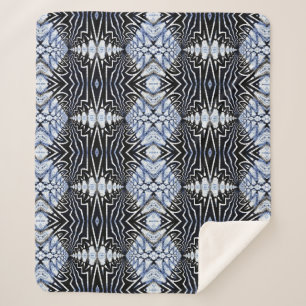 Couverture Sherpa Géométrique Russe Boho Bleu Et Noir Tribal Ethniqu