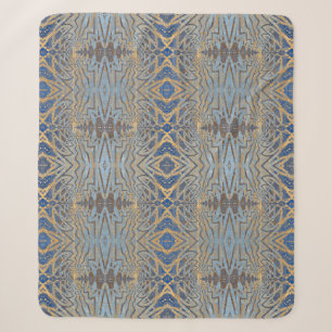 Couverture Sherpa Géométrique Russe Boho Brown Et Bleu Tribal Ethniq