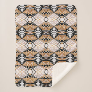 Couverture Sherpa Géométrique Russe Boho Brown Tribal Ethnique Triba