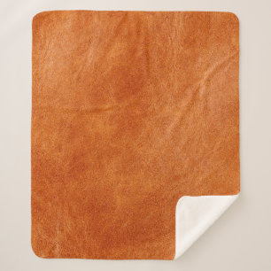 Couverture Sherpa Gingembre rustique lisse cuir naturel