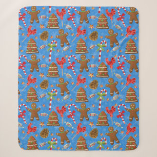Couverture Sherpa Gingerbread Man, Candy et lollipop