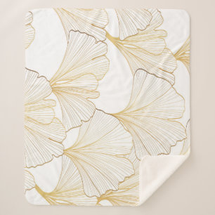 Couverture Sherpa Ginkgo Gold : Arrangement de feuille luxueux