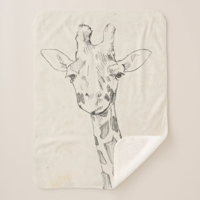 Couverture Sherpa Giraffe Portrait | Croquis (Devant)