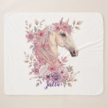 Girls Horse Pastel Sherpa Blanket