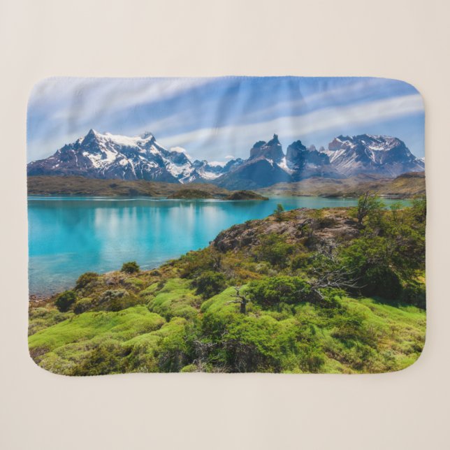 Couverture Sherpa Glace et neige | Lac Pehoe, Patagonie, Chili (Devant (Horizontal))