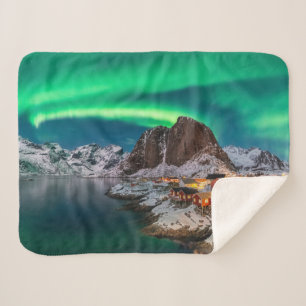 Couverture Sherpa Glace et neige   Northern Lights, Norvège