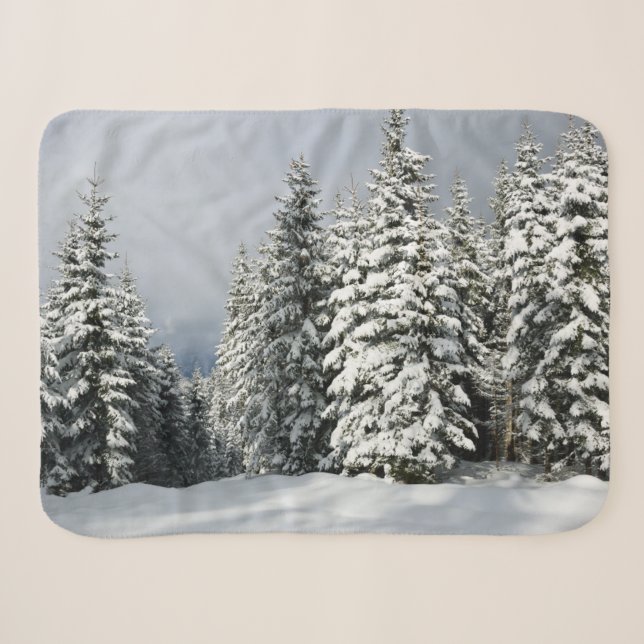 Couverture Sherpa Glace et neige | Pine Woodland, Autriche (Devant (Horizontal))