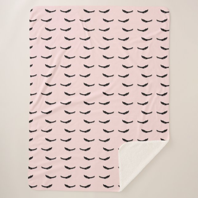 Couverture Sherpa Glam aux cils noirs rose vif (Devant)