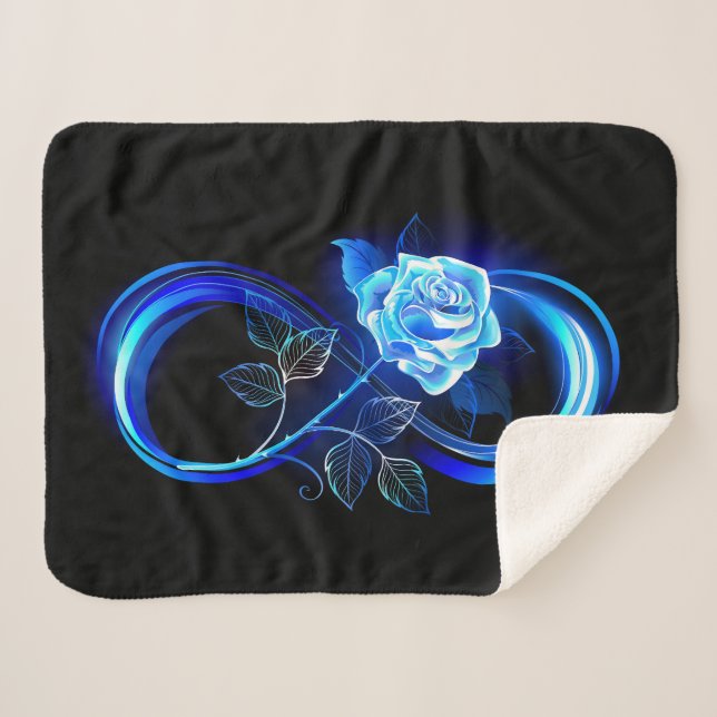 Couverture Sherpa Glowing infinity with blue rose (Devant (Horizontal))