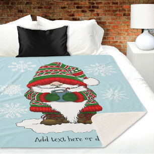 Couverture Sherpa Gnome de Noël Cosy Rouge Vert Hiver Mignon